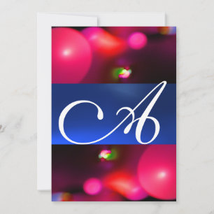 KVANTBUBBEL MONOGRAM röd blå Inbjudningar
