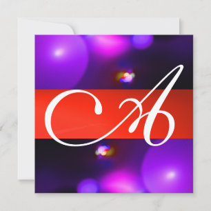 KVANTBUBBEL MONOGRAM röd svart lila Inbjudningar