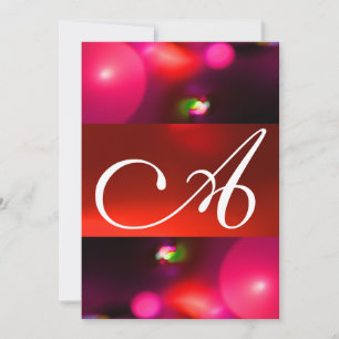 KVANTBUBBEL MONOGRAM röd svart rosa Inbjudningar