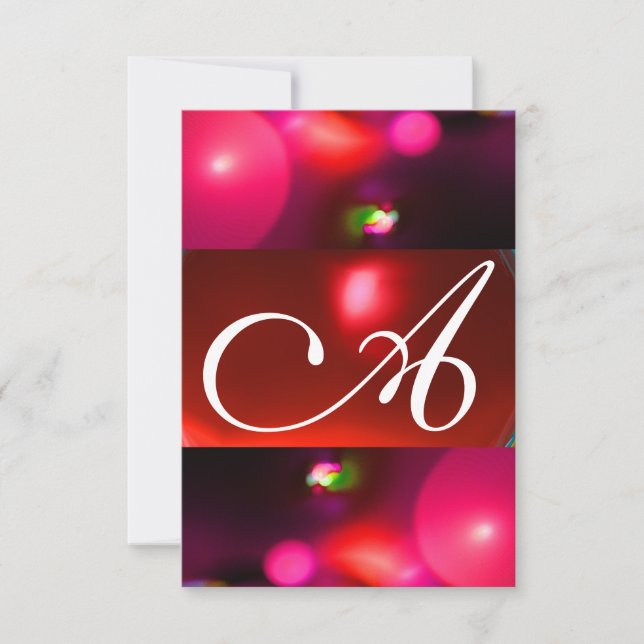 KVANTBUBBEL MONOGRAM röd svart rosa rsvp Inbjudningar (Framsida)