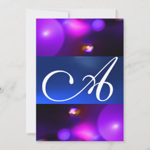 KVANTBUBBELMONOGRAM lila blå Inbjudningar