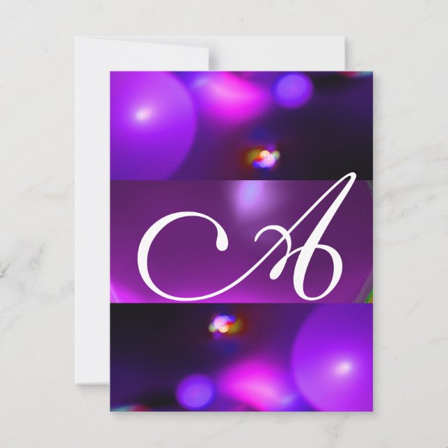 KVANTBUBBELMONOGRAM lila Inbjudningar (Framsida)