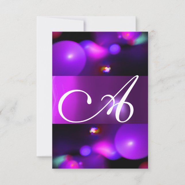KVANTBUBBELMONOGRAM  lila rsvp Inbjudningar (Framsida)