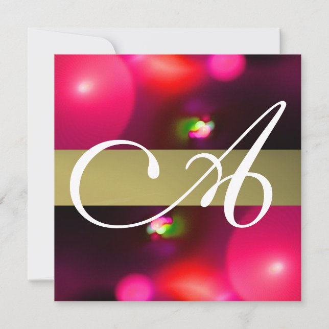 KVANTBUBBELMONOGRAM röd grå Inbjudningar (Framsida)