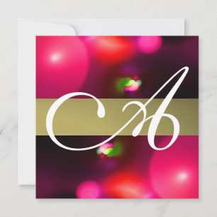 KVANTBUBBELMONOGRAM röd grå Inbjudningar