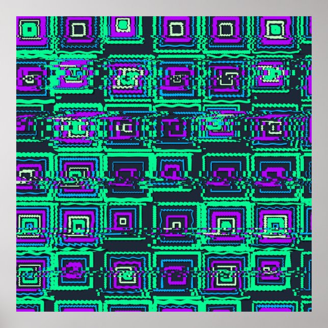 Kvantfysik Geometriskt Glitch Mönster Poster (Framsidan)