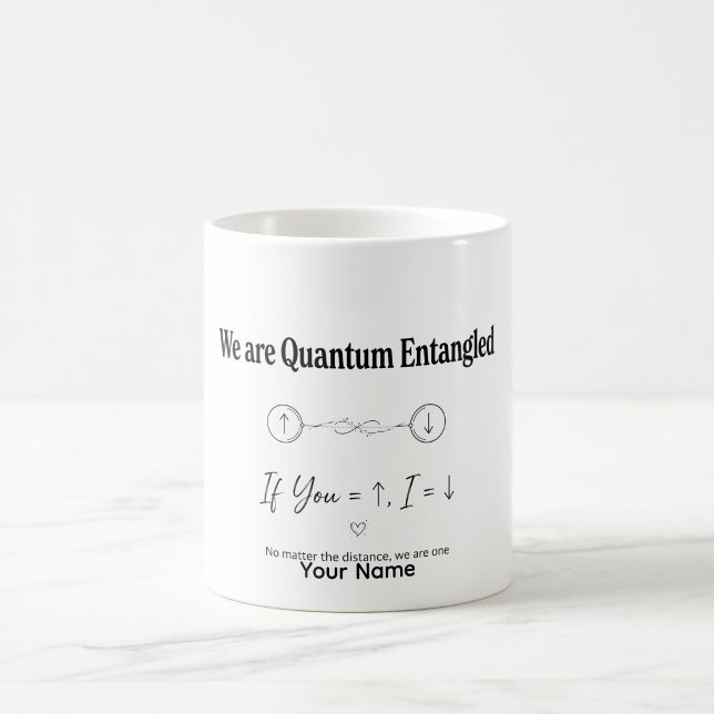 Kvantfysikpresent Entanglement Kärleksmugg Kaffemugg (Skapare uppladdad)