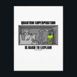 Kvantöverläge är svårt att förklara (fysik) vykort<br><div class="desc">Man behöver inte vara fysiker för att förstå tanken på kvantsuperposition, den grundläggande lagen om kvantmekanik som definierar insamlingen av allt stater som ett föremål kan ha. Omfattar Schrödingers katt och problemet med Köpenhamnstolkningen av kvantmekanik som tillämpas på vardagsföremål. Låt andra göra en dubbla när ni försöker förklara hur svårt...</div>
