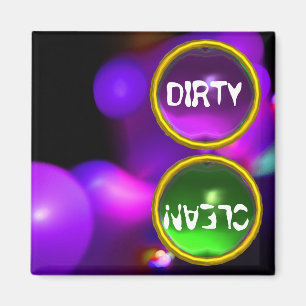 KVANTUM BUBBLES OCH LILA GRÖNT GEMS Dirty Clean Magnet