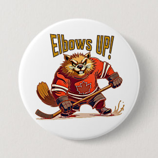 KVAR UPP! Hockey Beaver, Canadian Flagga Maple Löv Knapp