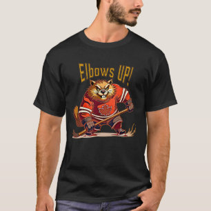 KVAR UPP! Hockey Beaver, Canadian Flagga Maple Löv T Shirt