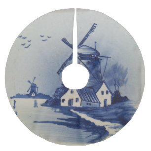 Kvarn Blåvit borttagning av vintage Julgransmatta Borstad Polyester