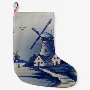 Kvarn Blåvit borttagning av vintage Liten Julstrumpa