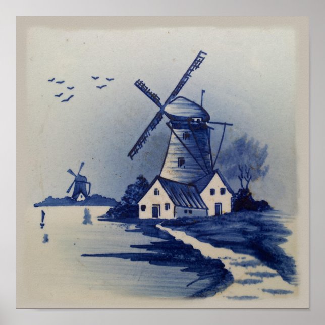 Kvarn Blåvit borttagning av vintage Poster (Framsidan)