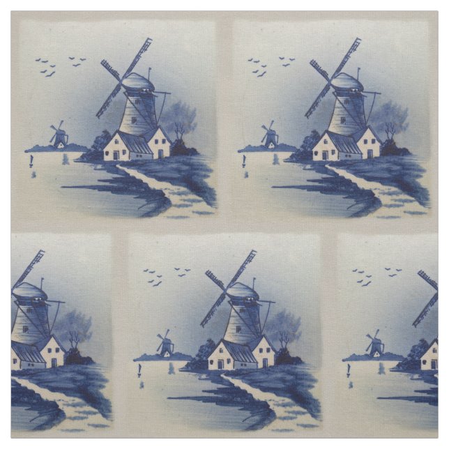 Kvarn Blåvit borttagning av vintage Tyg (Provkarta)