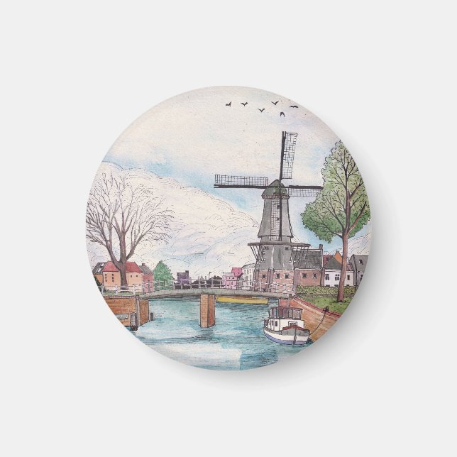 Kvarn De Adriaan Haarlem Nederländerna Magnet (Framsidan)