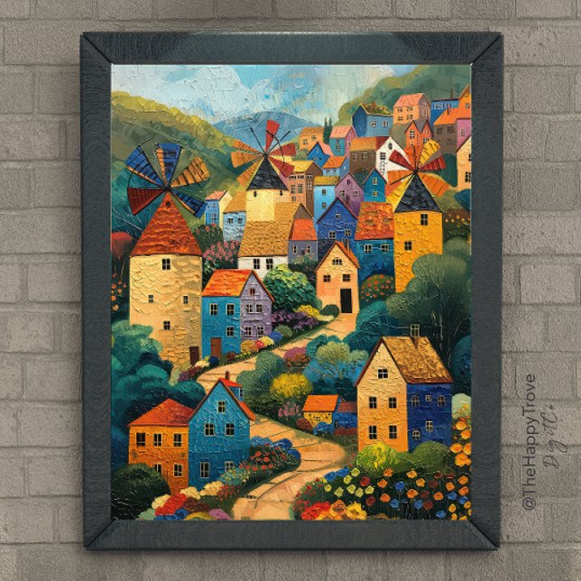 Kvarn folkart-Oljemålning Poster (Skapare uppladdad)