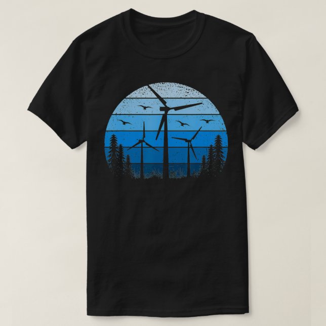 Kvarn för förnybar energi i vind Turbin Retro Grön T Shirt (Design framsida)