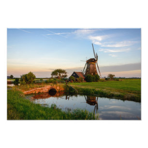Kvarn i bygden i Holland fototryck