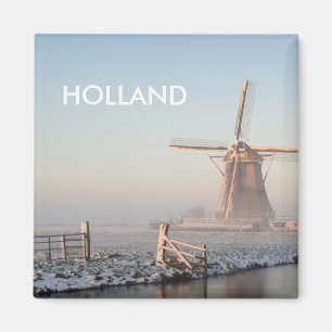 Kvarn i Holland på soluppgången kvadrerar Magnet
