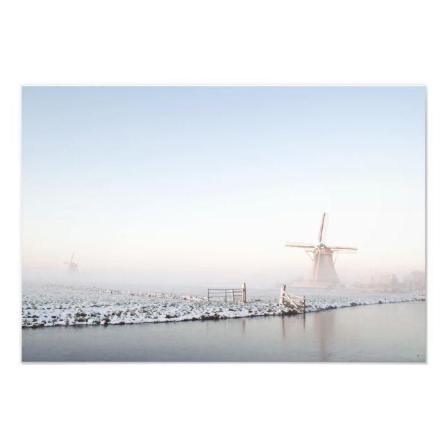 Kvarn i snö i vinterfototryck fototryck (Framsidan)