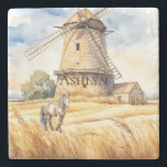 Kvarn Land Horse Stenunderlägg<br><div class="desc">Kvarn-land-hästuppfödning western personlig av djur</div>
