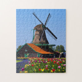 Kvarn Nederländerna Tulip Garden Europe Jigszu Pu Pussel