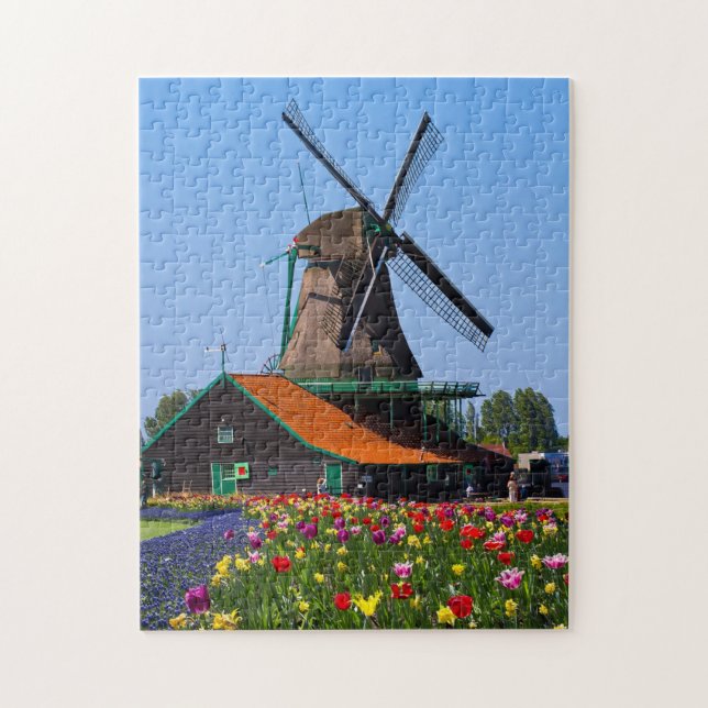 Kvarn Nederländerna Tulip Garden Europe Jigszu Pu Pussel (Vertikal)