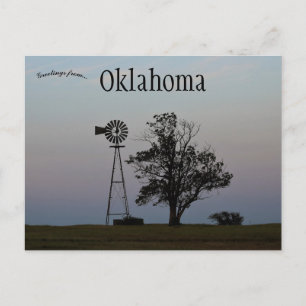 Kvarn och Träd vid Sunset i Oklahoma USA Vykort