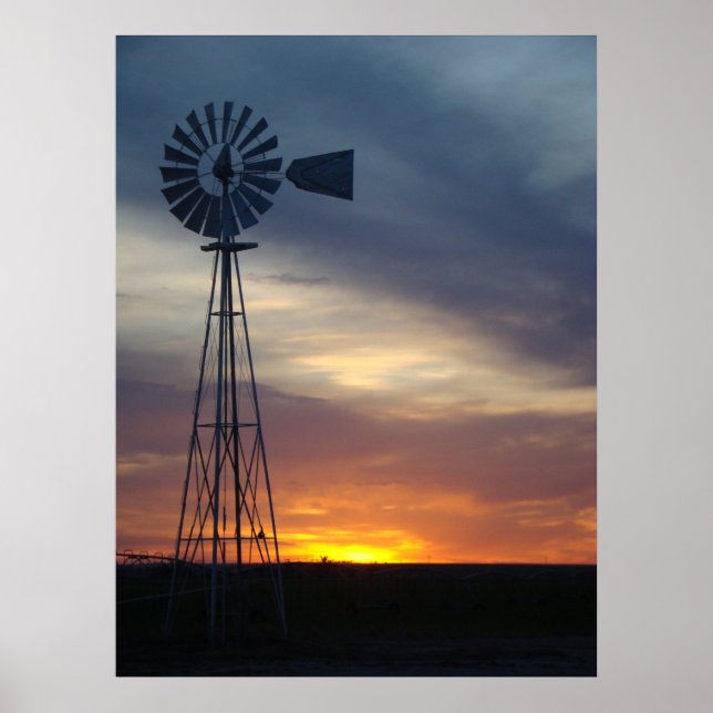 Kvarn och westerna Kansas Sunset Poster (Framsidan)