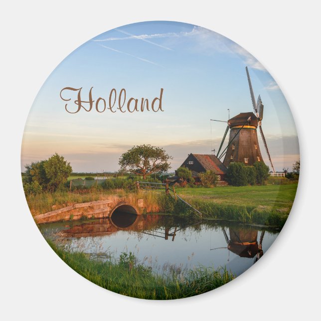 Kvarn på landsbygden, Hollands textmagnet Magnet (Framsidan)
