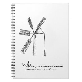 kvarn på vit bakgrund anteckningsbok