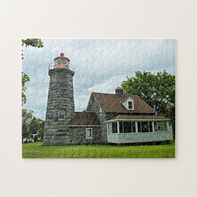 Kvarn Point Lighthouse, Vermont Jigszle Puzzle Pussel (Horisontell)