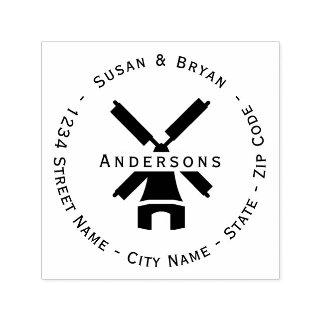 Kvarn Returadress-självlänkande Frimärke Självfärgande Stämpel (Design)