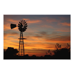 Kvarn Silhouette Sunset Photo Fototryck