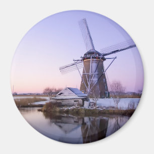 Kvarn under soluppgång i Holland rundamagnet Magnet