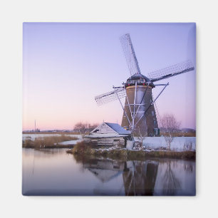 Kvarn under soluppgången, Holland i vintermagnet Magnet