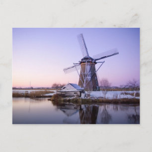 Kvarn under soluppgången, Holland vintervykort Vykort