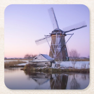 Kvarn under soluppgången i Holland, Underlägg Papper Kvadrat