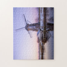 Kvarn under soluppgången i Holland, vinterpussel