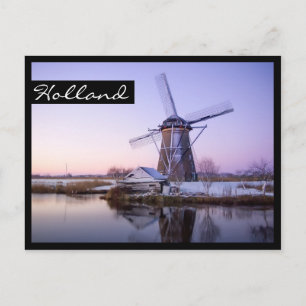 Kvarn vid kallets soluppgång, Holland ram vykort