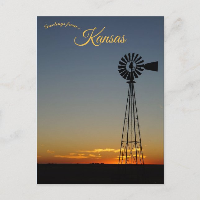 Kvarn vid Sunset i Kansas Vykort (Framsida)