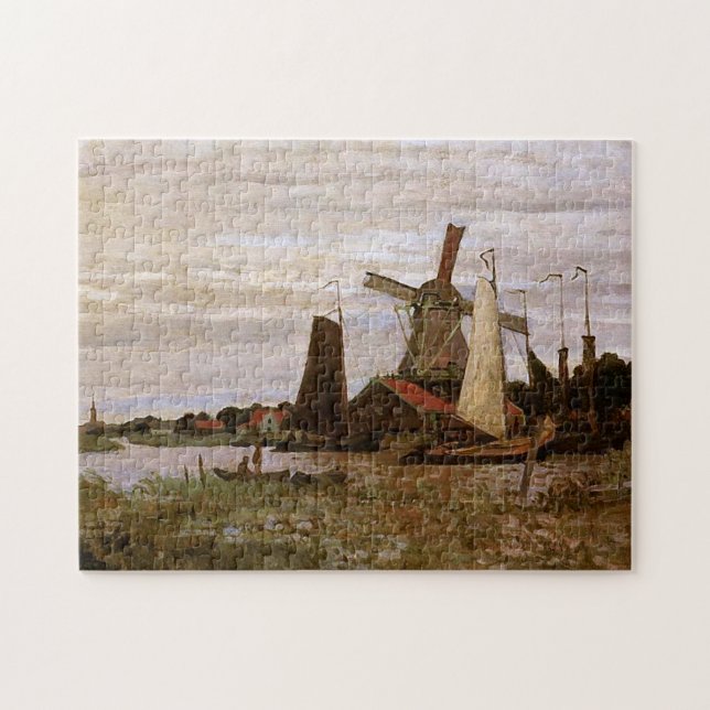 Kvarn vid Zaandam Monet Fine Art Pussel (Horisontell)