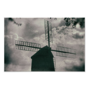 Kvarn, Vintage, svartvitt väderområde Fototryck