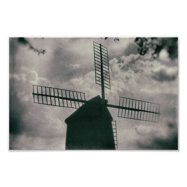 Kvarn, Vintage, svartvitt väderområde Fototryck (Framsidan)