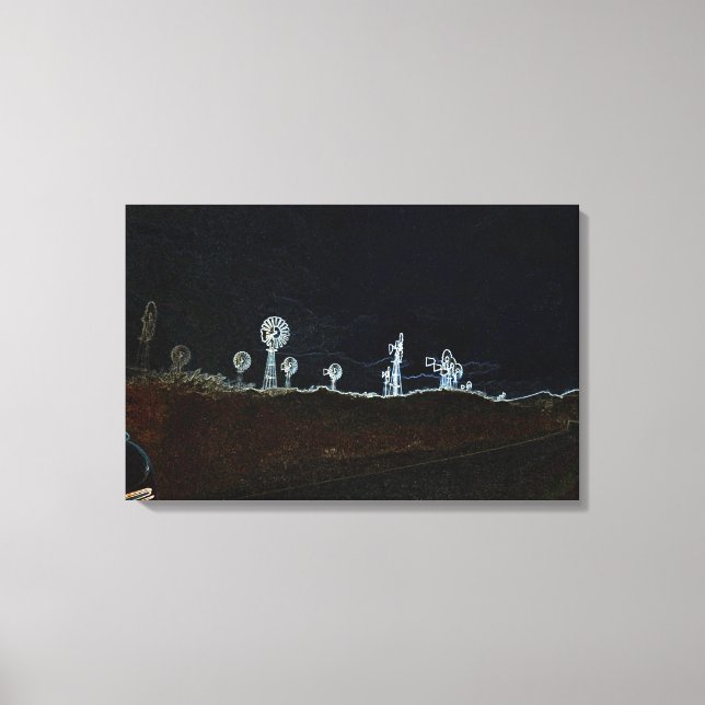 Kvarn Windfarm Car Circa 1930's Photograph Neon Canvastryck (Framsida)