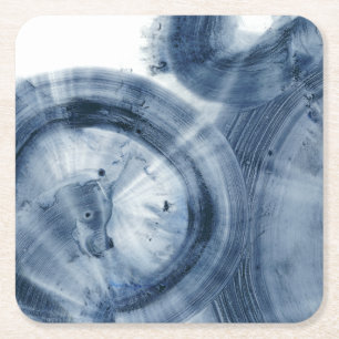 Kvarnar - Inky Blue Circles Underlägg Papper Kvadrat