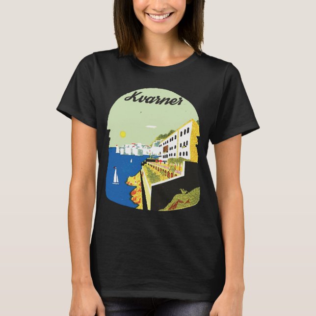 Kvarner Kroatien Bay View Grön Resa T Shirt (Framsida)
