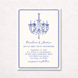 Kvarngräs, blå hand plockade bröllop inbjudningar