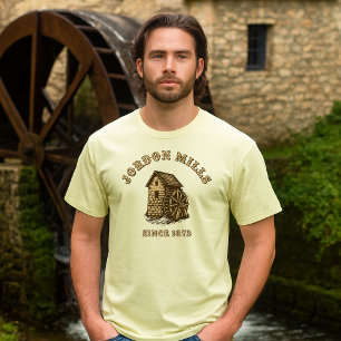 Kvarnvattenkvarn Retro Vintage Träsnitt T Shirt